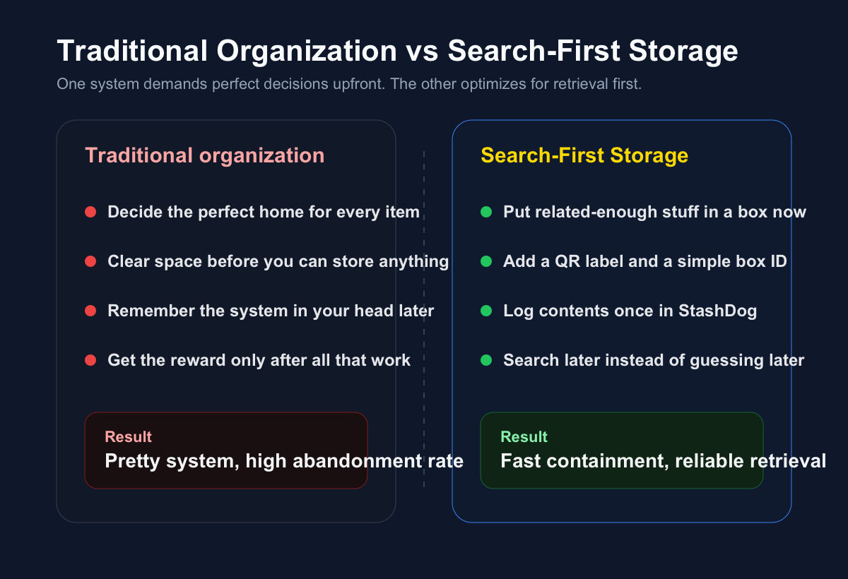 Traditional organization vs Search-First Storage